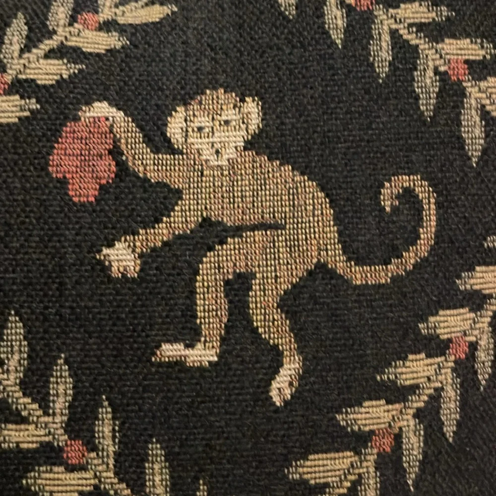 12” Decorative Monkey Pattern Pillow with Red Fringe - Picture 3 of 3